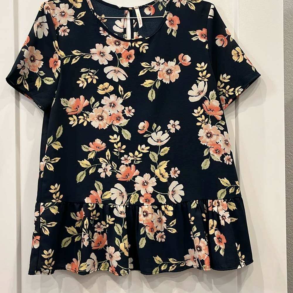 Navy blue peplum top size M
